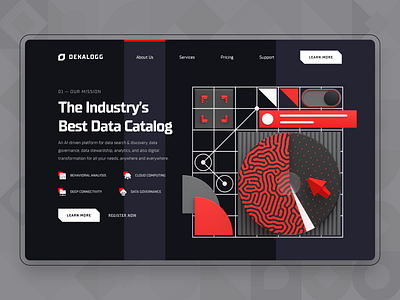 Dekalogg - Data Analytics Marketing AI UI/UX 4 3d advertising analytics artificial intelligence big data black business c4d cloud commerce data fintech landing page machine learning marketing modern red statistics ui ux