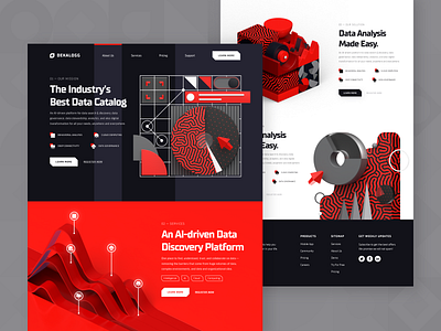 Dekalogg - Data Analytics Marketing Landing Page UI/UX 3d ai analytics artificial intelligence big data black business c4d data fintech icon illustration landing page machine learning marketing red statistics ui ux web design