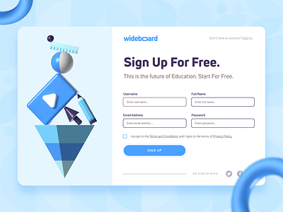 Wideboard: E-Learning Course Platform Sign Up Screen