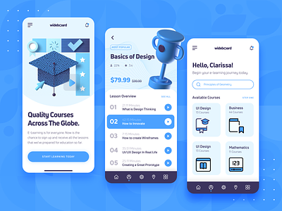 Wideboard: E-Learning Mobile Platform UI/UX 2d 3d academy app blue c4d course design e-learning icon learn learning main screen mobile online online course ui ui design university ux