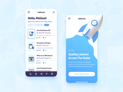 Wideboard: E-Learning Mobile Platform UI/UX 2 2d 3d academy blue c4d design education icon illustration learning mobile design onboarding online rocket school startup training ui ux web design