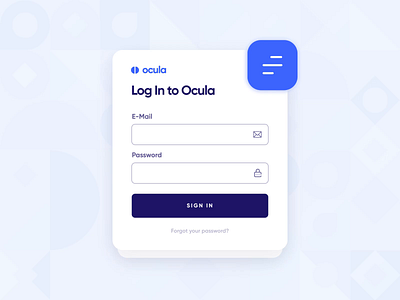 Ocula — UI/UX Login Screen Interaction 1 2d animation blue business button clean fintech form icon interaction login modern ocula register screen sign up startup ui ux web design