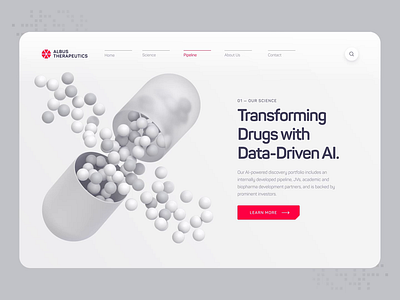 Albus Therapeutics - Web UI/UX Interaction 4 3d animation biology biotech chemistry dna drug health healthcare illustration medical pharma pill protein science startup ui ux web design white