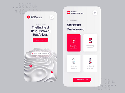 Albus Therapeutics - Mobile UI/UX Interaction 1 3d animation biology biotech chemistry dna drug health healthcare illustration medical mobile pharma pill red science startup ui ux white
