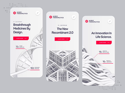 Albus Therapeutics - Mobile UI/UX Interaction 2 3d animation biology biotech chemistry dna drug health illustration medical medicine mobile pharma pill protein red science ui ux white