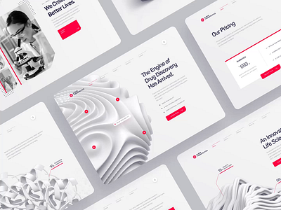 Albus Therapeutics - Web UI/UX Overview 2 3d ai animation biology biotech chemistry dna drug health landing page medical molecule pharma protein red science ui ux web design white