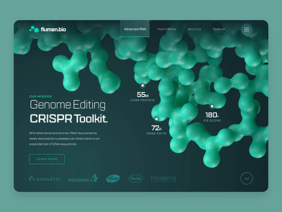 Flumen Bioscience — Web UI/UX Interaction 1 ai animation biology biotech cancer chemistry chromosome crispr dna drug green health illustration medical protein science technology ui ux web design