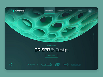 Flumen Bioscience — Web UI/UX Interaction 2 3d animation biology biotech cancer chemistry crispr dna drug green health illustration medical pharma protein science technology ui ux web design