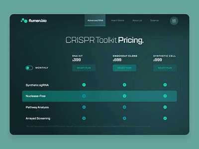 Flumen Bioscience — Web UI/UX Interaction 3 3d ai animation biology biotech cancer chemistry crispr dna drug green health medical pharma protein science startup ui ux web design