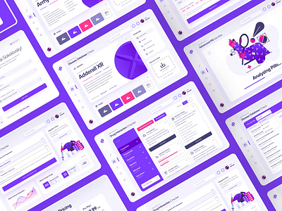 Asklepios Health - Website UI/UX 2d animation biology biotech cure dashboard disease doctor drug flat health illustration medical medicine purple science ui ux violet web design