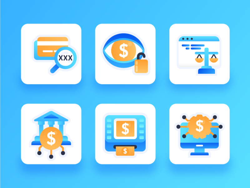 Fintech Icons 1 2d atm bank blockchain blue credit card cryptocurrency cybersecurity financial technology fintech flat flat icon icon money money management money transfer payment payment method ui ux
