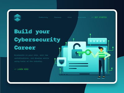 Cybersecurity Landing Page 1 2d blockchain clean cybersecurity finance fintech flat icon design icon set illustration landing page landing page ui modern secure security typography ui ui kit ux vector