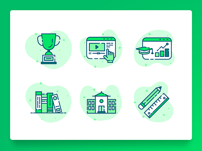 Education Icon 2 2d books e learning education flat green high shcool icon icon set illustration learning line icon math school startup teaching ui university ux web design