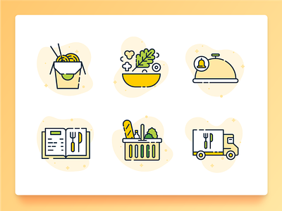 Food Icon 2 2d breakfast chinese food delivery dinner flat icon food food delivery food truck grocery icon icon set illustration lunch noodle recipe salad takeaway ui ux