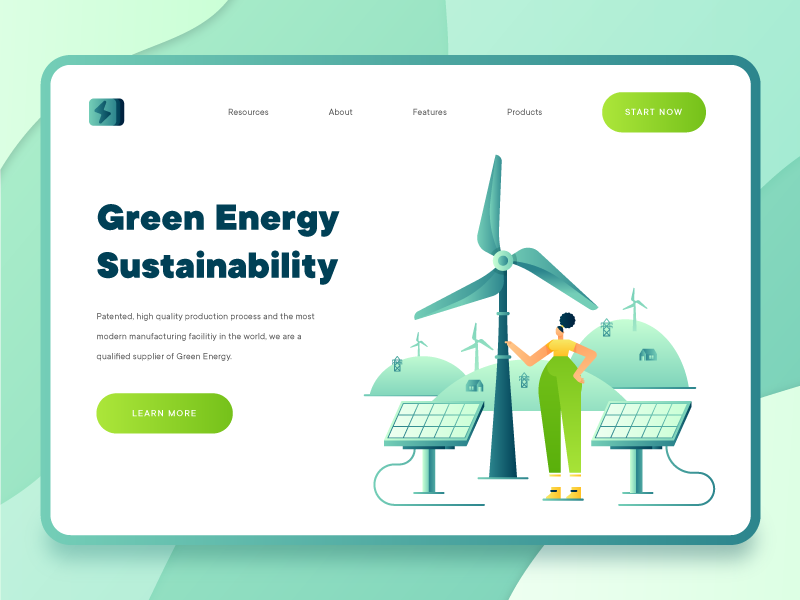 Green Energy Sustainability Landing Page 1 by Samuel Oktavianus on Dribbble