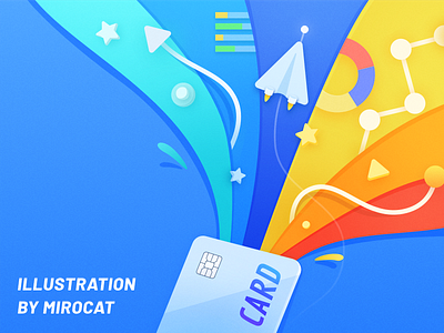 Card colorful data design illustration mirocat paper airplane