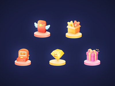 5 icons 2.5d cute design icon mirocat ui vector