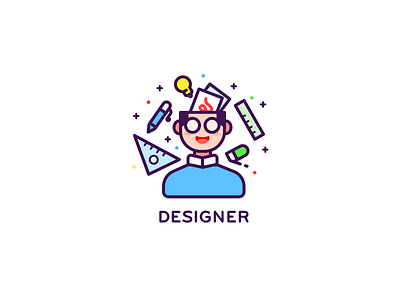 Designer art design eraser head portrait icon ideas illustration line pen ruler