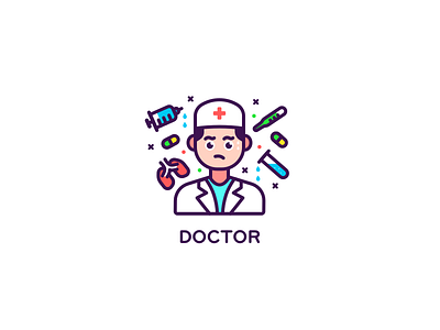 Doctor anxiety design drug icon illustration line medicine organ reagent surgery ui