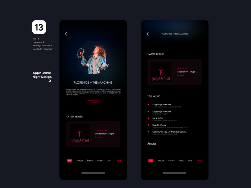 Apple Music Night Design Ios 13 By Gustavo Soares On Dribbble