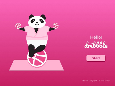 Hello Dribbble, here I am. ball button first shot hello dribbble panda pink