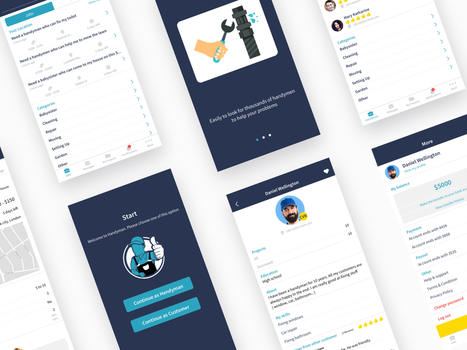 Handyman jobs application by hang.yoko.tran on Dribbble