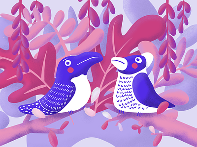 Birds on Branches birds digital painting editorial illustration illustration illustrator perching procreate vector