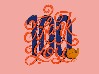 Thank you 100 branding calligraphy digital painting flat design illustration procreate thankyou typogaphy