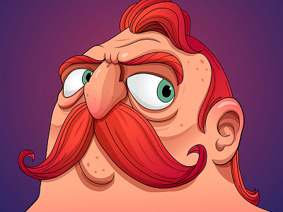 Mr. Moustache cartoon character design draw eyes face illustration man moustache old old man