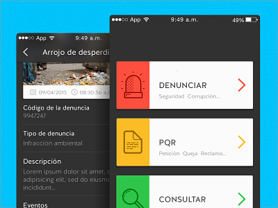 Complaints app app clean flat mobile modern ui