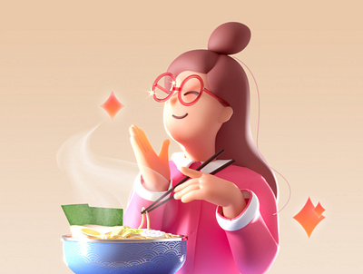 Noodle Glasses Sister 3d c4d