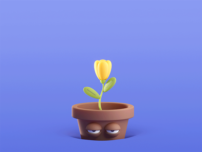 jumping yellow flowers 3d animation c4d color