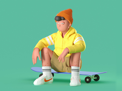 Skater Boy 3d c4d characters color nike skateboard sport