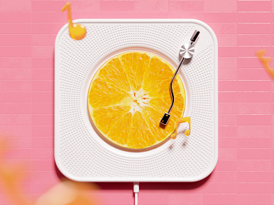 Orange Phonograph c4d color corona juice music orange pink