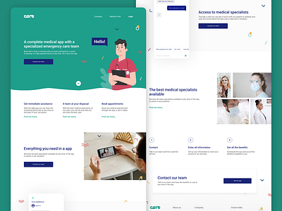 Care - medical app landing page