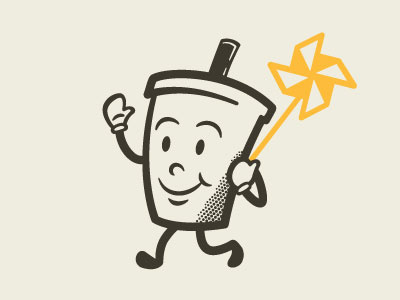 Mr. Happy Cup character cup halftone mascot pinwheel retro
