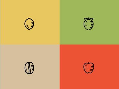 Flavored Liquor Icons apple coffee lemon monoline muted colors strawberry