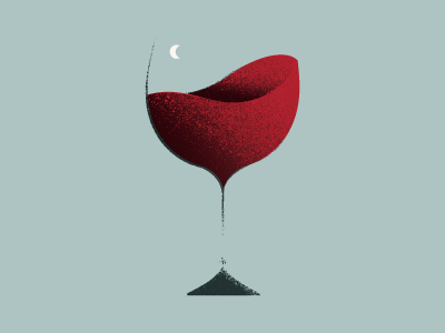 Areyna Wine Label Illustration desert dots hourglass illustration moon sand time wine wineglass