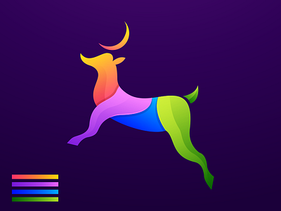 COLORFUL DEER animal brand branding color colorful deer design designer icon illustration jump jungle logo modern colors vector