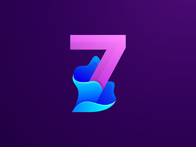 Colorful Abstract Number Seven Illustration 7 abstract blue brand branding color colorful design designer icon illustration lettering logo modern colors modern design number premium design purple vector