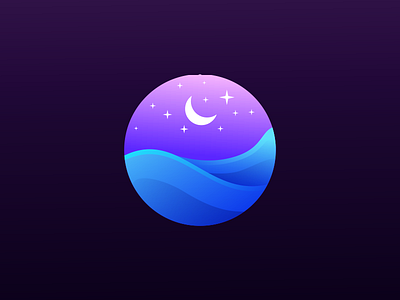 Ocean in the night awesome blue brand branding color colorful design designer icon illustration logo logo designer moon ocean ocean logo stars vector