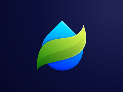 WATER AND LEAF blue branding color colorful logo gradient logo green icon leaf leaf logo logo modern color vector water water drop water logo