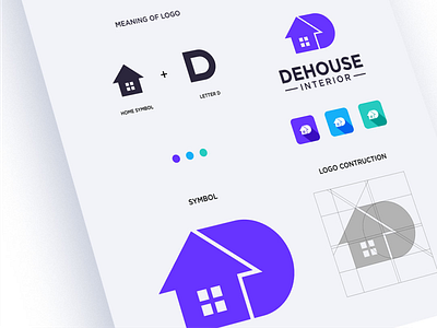 DeHouse Interior Logo brand identity branding color d logo home home logo house house logo letter d logo logo combination logo grid logo process vector visual identity