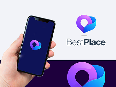 Best Place Logo app brand brand identity branding business color colorful company icon location logo location pin logo prio hans typography vector visual identity