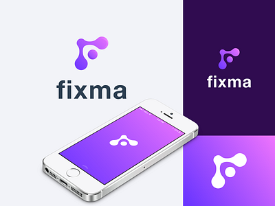 Fixma app branding color colorful f logo letter f letter f logo logo modern logo prio hans technology logo typography ui ux