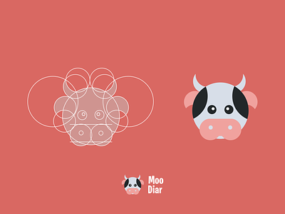 Cow Logo with Circle Construction app brand branding cartoon logo circle cow cow logo cute logo golden ratio logo logo logo process moo logo prio hans typography vector