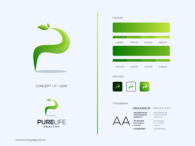 PURE LIFE LOGO brand branding color green healthy healthy logo illustration logo prio hans pure purelife purelife logo typography vector