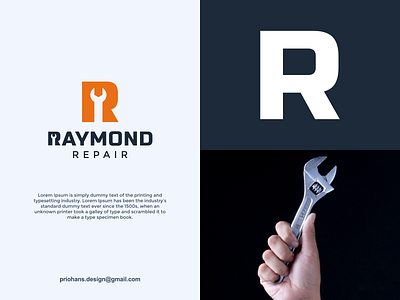 Repair Logo brand branding color design illustration letter r letter r logo logo prio hans repair repair logo typography vector