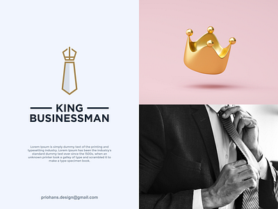 Tie and Crown Logo brand branding business logo business man color crown crown logo design illustration logo prio hans tie tie logo typography vector