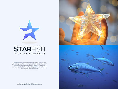 Star and Fish Logo brand brand identity branding color design fish fish logo illustration logo negative space logo prio hans smart logo star star logo typography vector